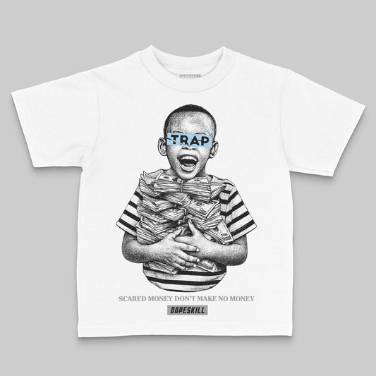 Jordan 5 Retro Wolf Grey (2026) DopeSkill Toddler Kids T-shirt Scared Money Don't Make No Money Graphic Streetwear - White