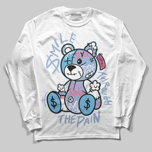 Jordan 3 GS “Denim/Pink Glow” DopeSkill Long Sleeve T-Shirt Smile Through The Pain Graphic Streetwear - White 