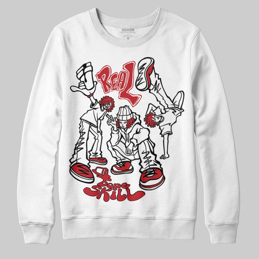 Jordan 5 Retro Fire Red Black Tongue (2025) DopeSkill Sweatshirt Real Y2K Players Graphic Streetwear - White