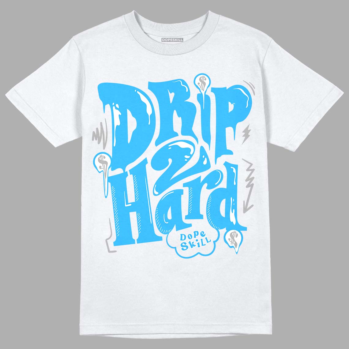 Jordan 2 Low "University Blue" DopeSkill T-Shirt Drip Too Hard Graphic Streetwear - White