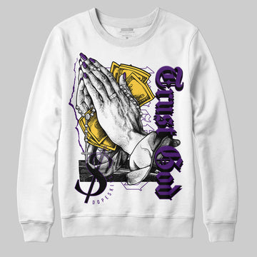 Jordan 12 “Field Purple” DopeSkill Sweatshirt Trust God Graphic Streetwear - White