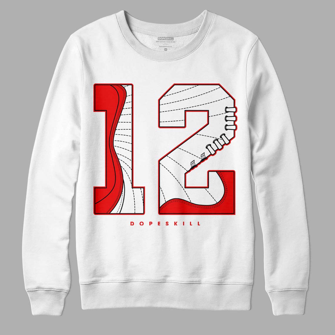 Jordan 12 “Cherry” DopeSkill Sweatshirt No.12 Graphic Streetwear - White 