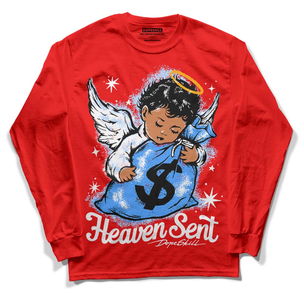 Jordan 11 Retro Cherry DopeSkill Varsity Red Long Sleeve T-Shirt Heaven Sent Graphic Streetwear