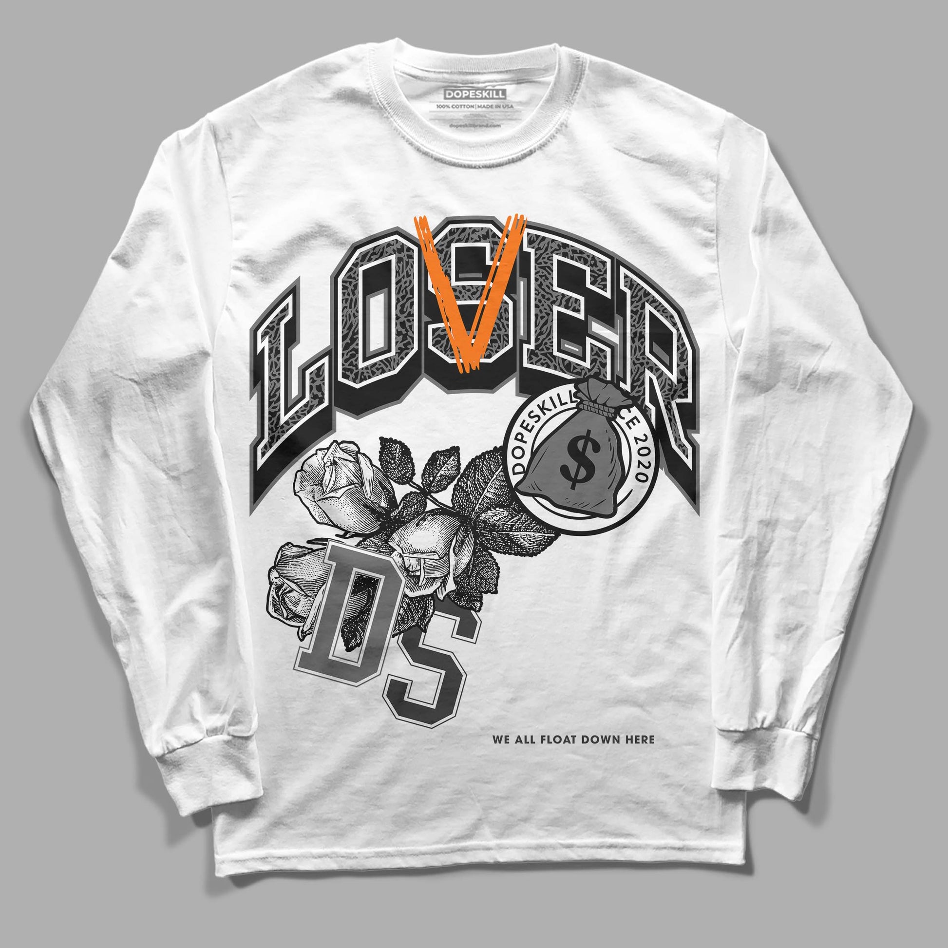 Jordan 3 Retro 'Fear Pack' DopeSkill Long Sleeve T-Shirt Loser Lover Graphic Streetwear - White 