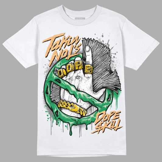 Jordan 2 Retro Lucky Green DopeSkill T-Shirt Takin No L's Graphic Streetwear - White 