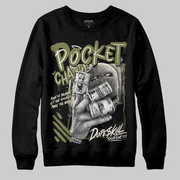 Jordan 3 “Medium Olive” aka “Family Affair” DopeSkill Sweatshirt Pocket Change Graphic Streetwear - Black