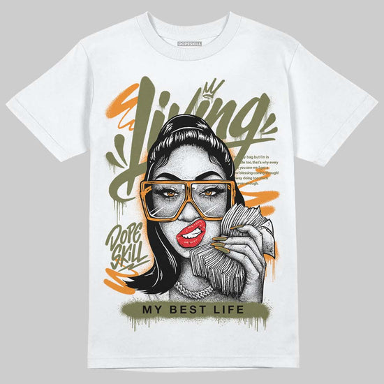 Olive Sneakers DopeSkill T-Shirt Living My Best Life Graphic Streetwear - White