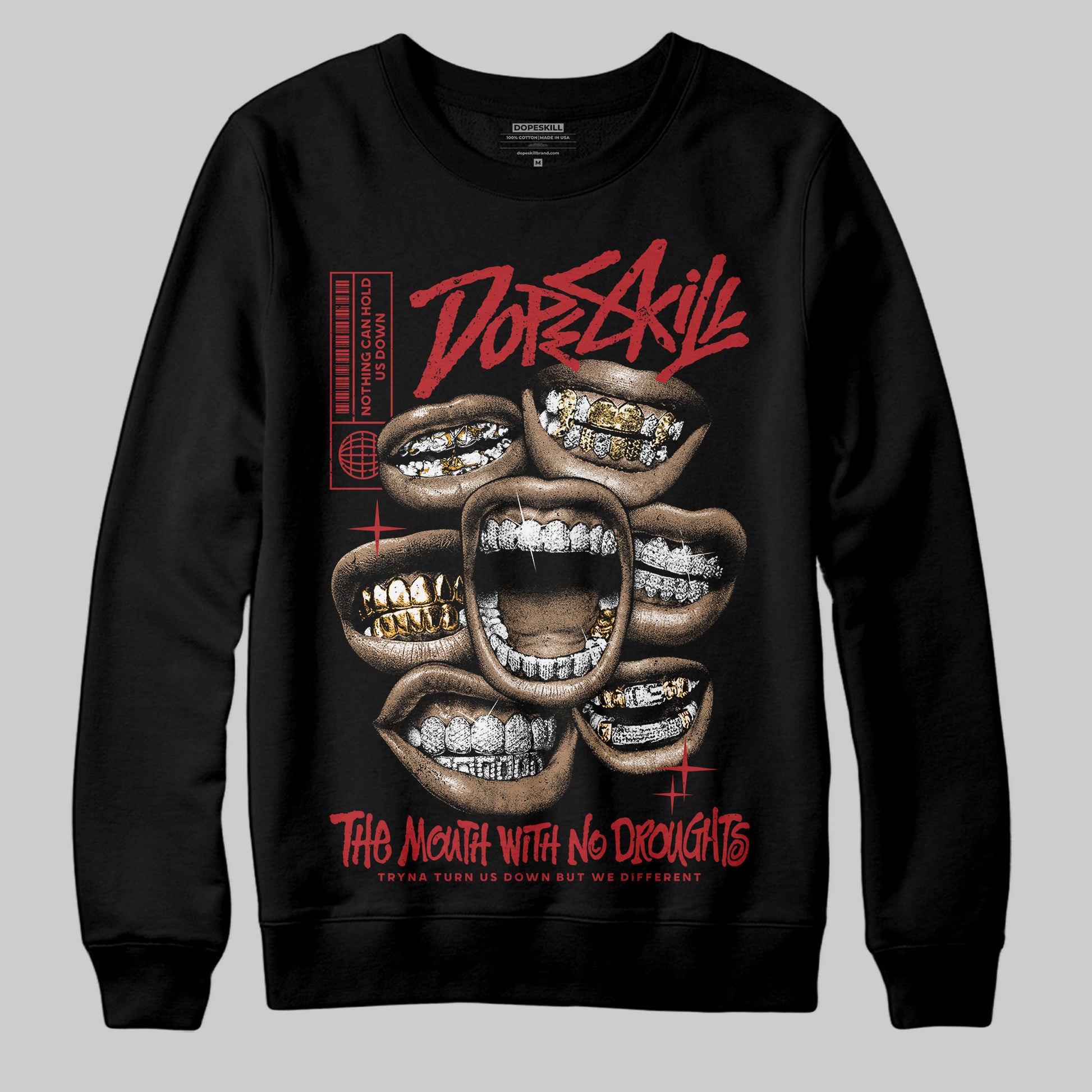Jordan 12 Retro Flu Game (2025) DopeSkill Sweatshirt The Mouth With No Droughts Graphic Streetwear - Black