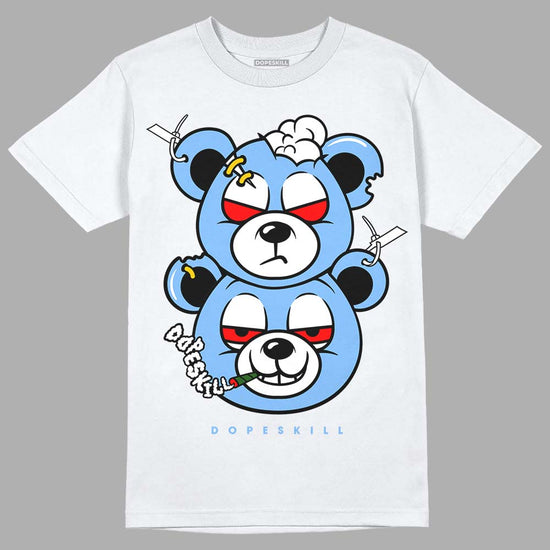 Jordan 9 Powder Blue DopeSkill T-Shirt New Double Bear Graphic Streetwear - White 