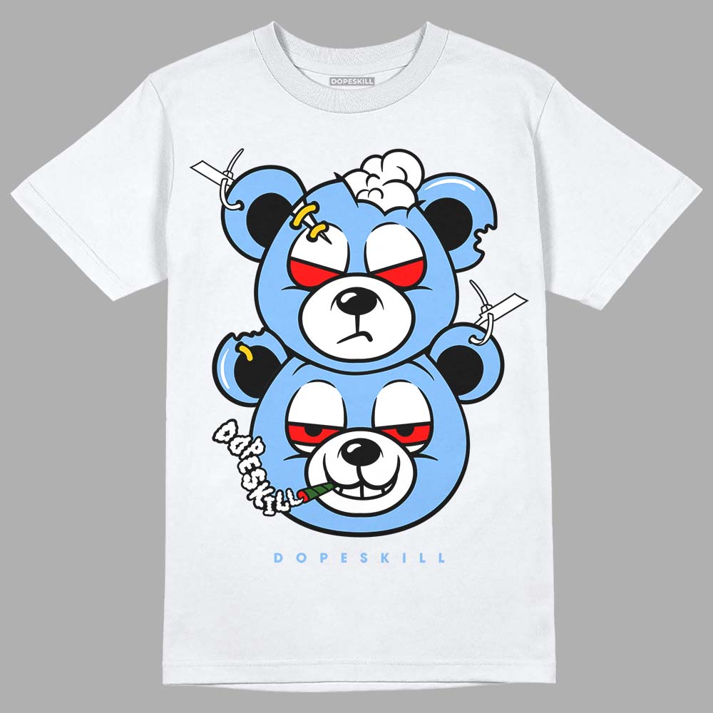 Jordan 9 Powder Blue DopeSkill T-Shirt New Double Bear Graphic Streetwear - White 