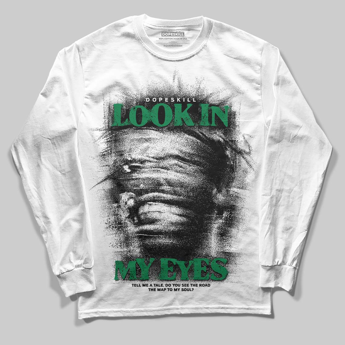 Green Sneakers DopeSkill Long Sleeve T-Shirt Look In My Eyes Graphic Streetwear - White