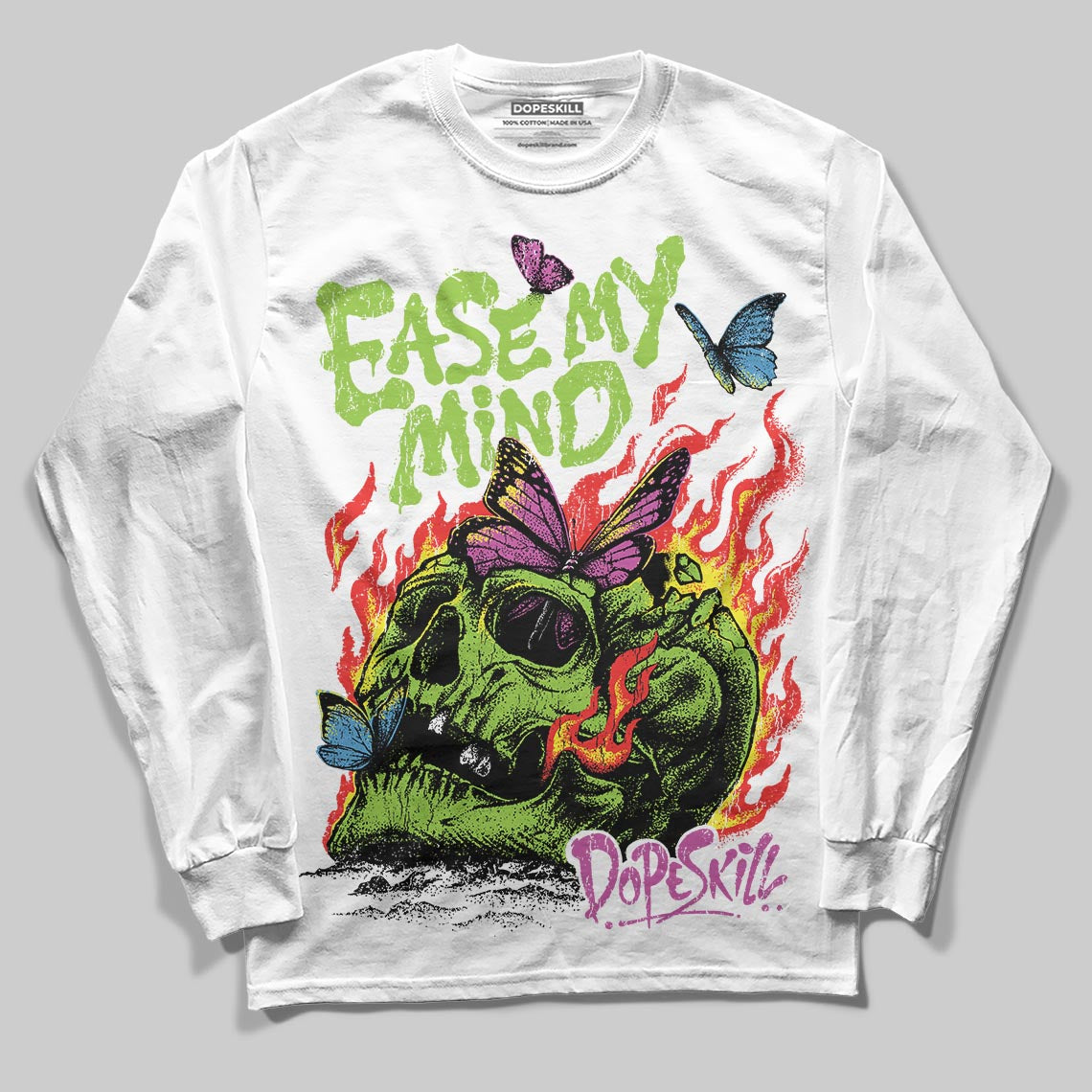 Neon Green Sneakers DopeSkill Long Sleeve T-Shirt Ease My Mind Graphic Streetwear - White