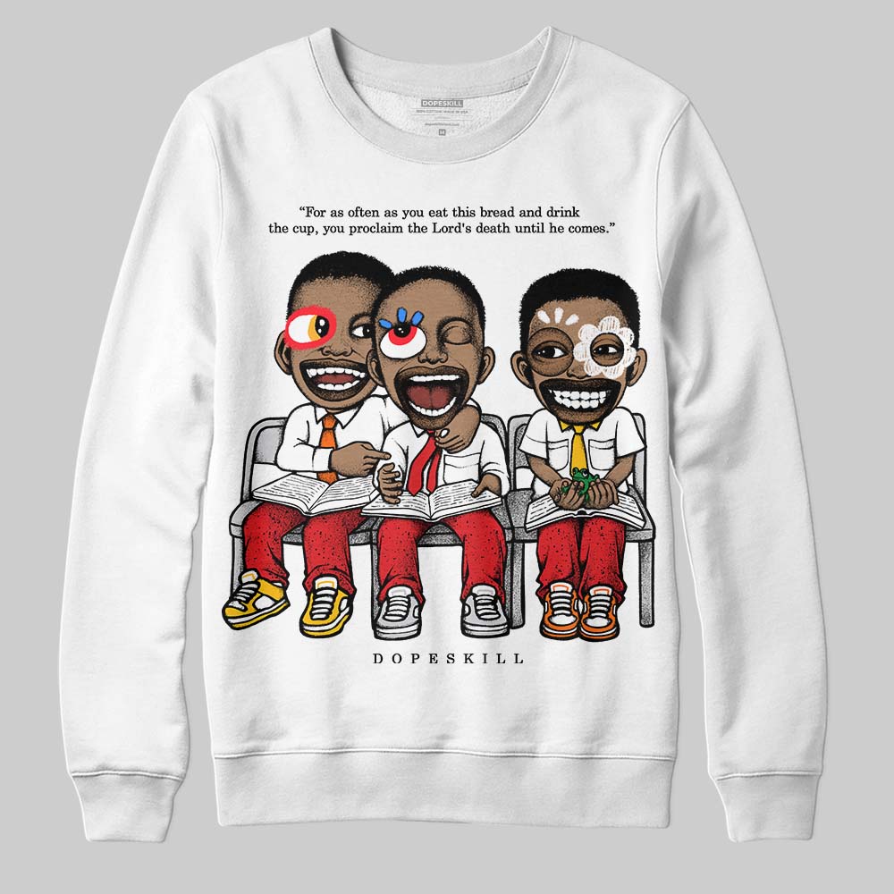 Jordan 4 Retro Red Cement DopeSkill Sweatshirt First Sunday Graphic Streetwear - White