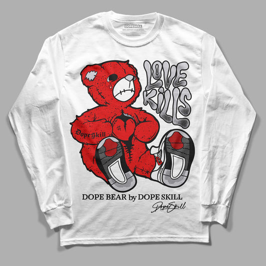 Jordan 4 Retro Red Cement DopeSkill Long Sleeve T-Shirt Love Kills Graphic Streetwear - White 