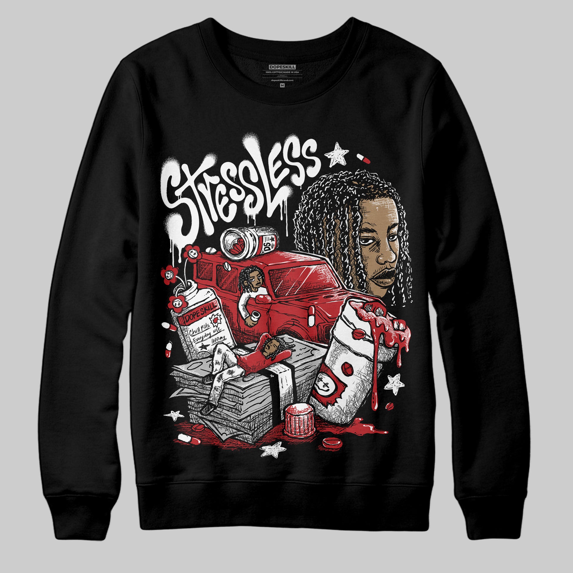 Jordan 1 Retro High OG Black Toe Reimagined DopeSkill Sweatshirt Stressless Graphic Streetwear - Black
