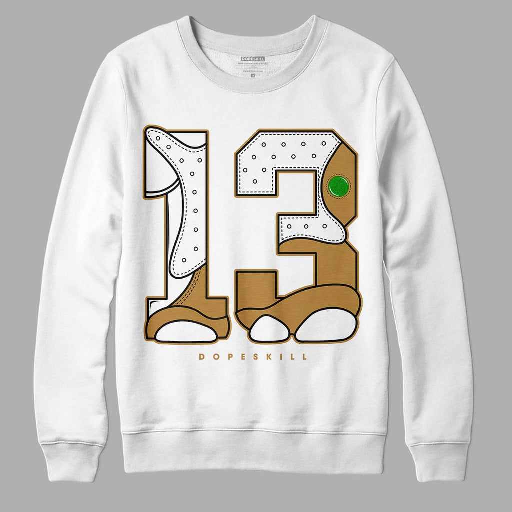 Jordan 13 Wheat 2023 DopeSkill Sweatshirt No.13 Graphic Streetwear - White