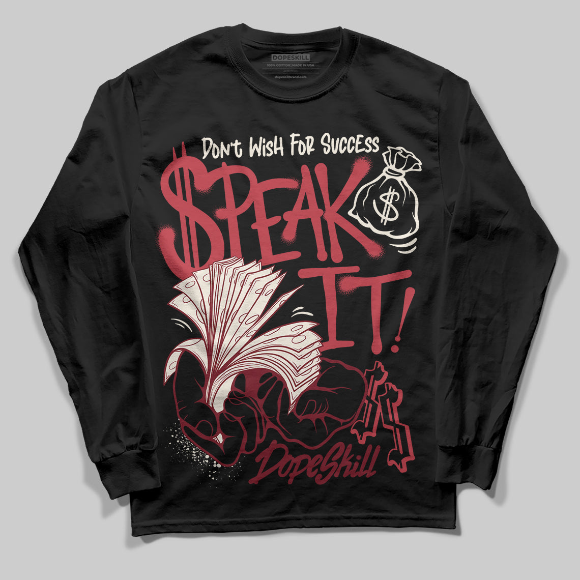 Jordan 4 “Sierra Red" DopeSkill Long Sleeve T-Shirt Speak It Graphic Streetwear - Black