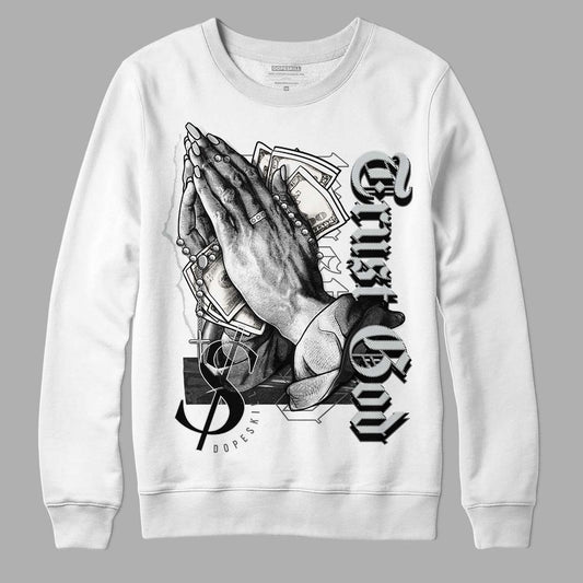 Jordan 1 Retro Low OG Black Cement DopeSkill Sweatshirt Trust God Graphic Streetwear - White