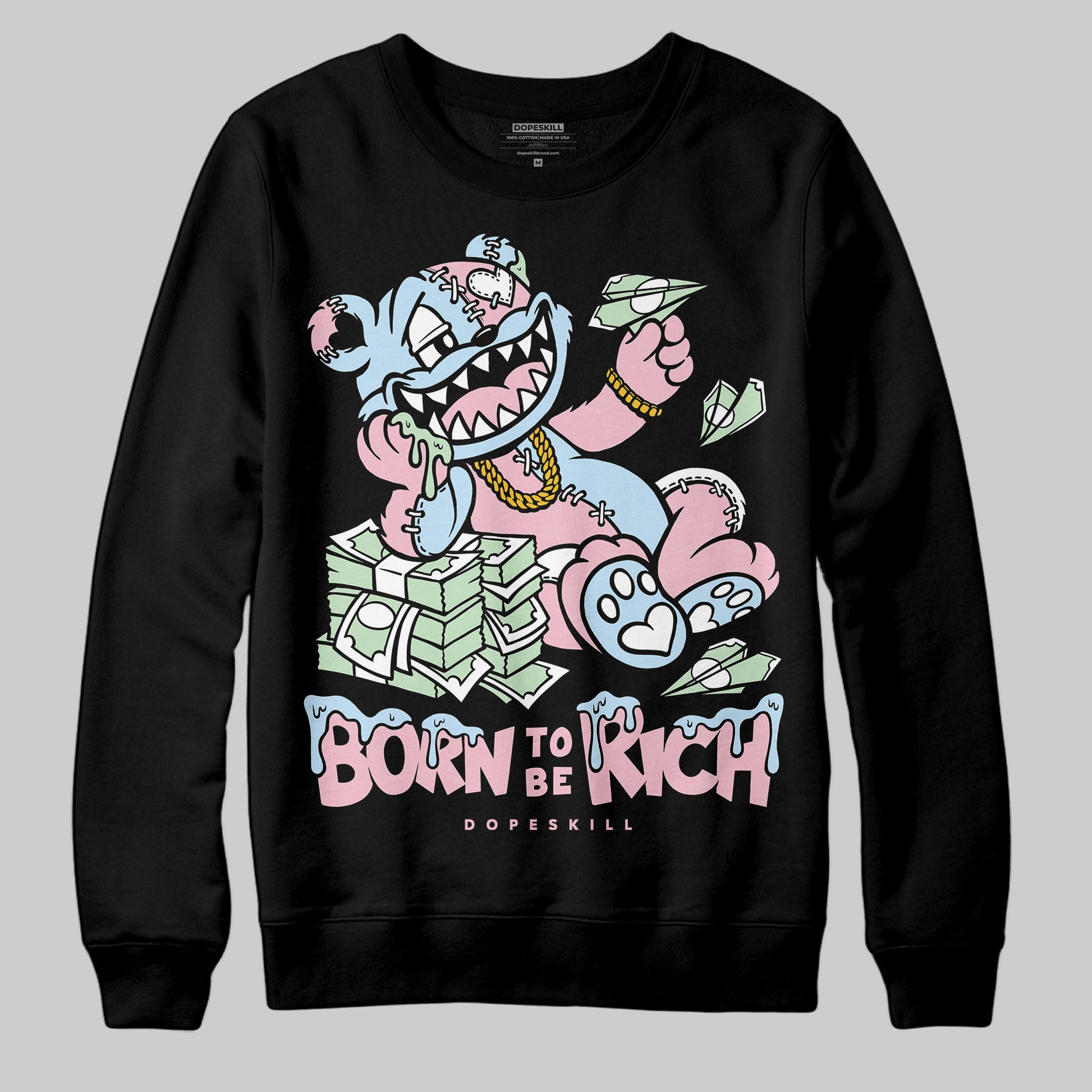 Jordan 4 Retro Valentine's Day (2026) (GS) DopeSkill Sweatshirt Born To Be Rich Graphic Streetwear - Black