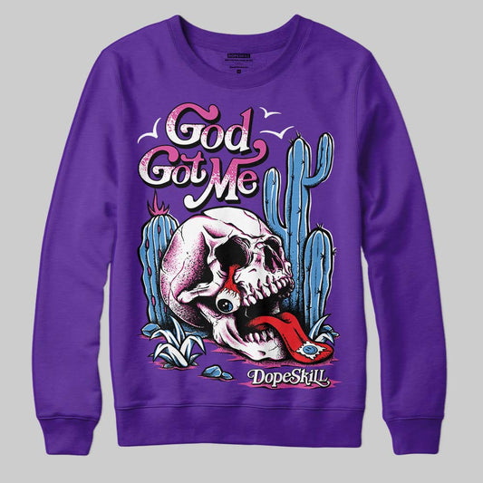 PURPLE Sneakers DopeSkill Purple Sweatshirt God Got Me Graphic Streetwear