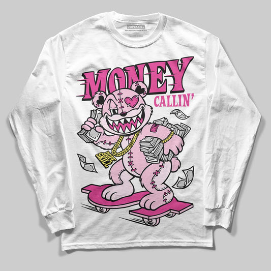 Pink Sneakers DopeSkill Long Sleeve T-Shirt Money Callin' Graphic Streetwear - White