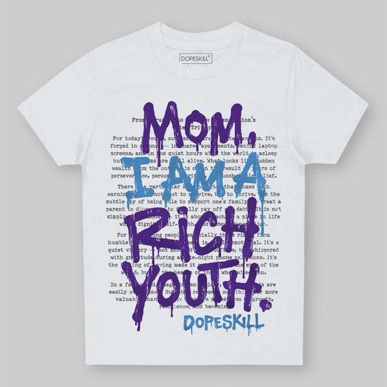 PURPLE Sneakers DopeSkill Toddler Kids T-shirt Mom, I Am A Rich Youth Graphic Streetwear - White