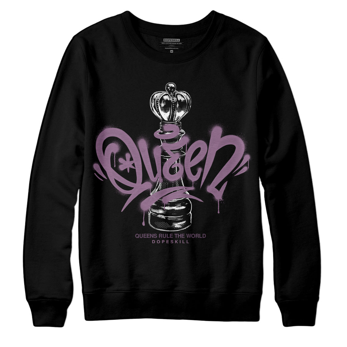 Jordan 2 “Mauve/Off-Noir” DopeSkill Sweatshirt Queen Chess Graphic Streetwear - Black 