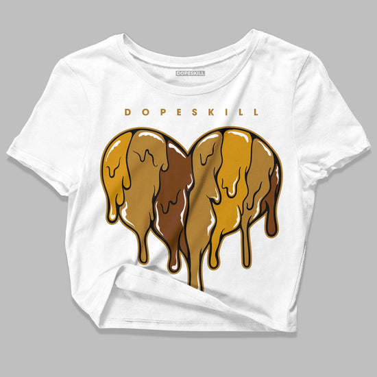 Jordan 13 Wheat 2023 DopeSkill Women's Crop Top Slime Drip Heart Graphic Streetwear - White