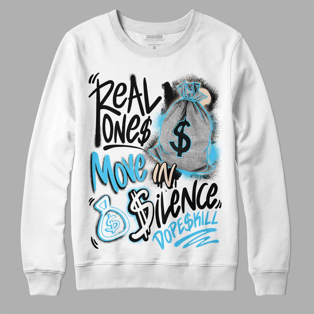 Jordan 2 Sail Black DopeSkill Sweatshirt Real Ones Move In Silence Graphic Streetwear - White 