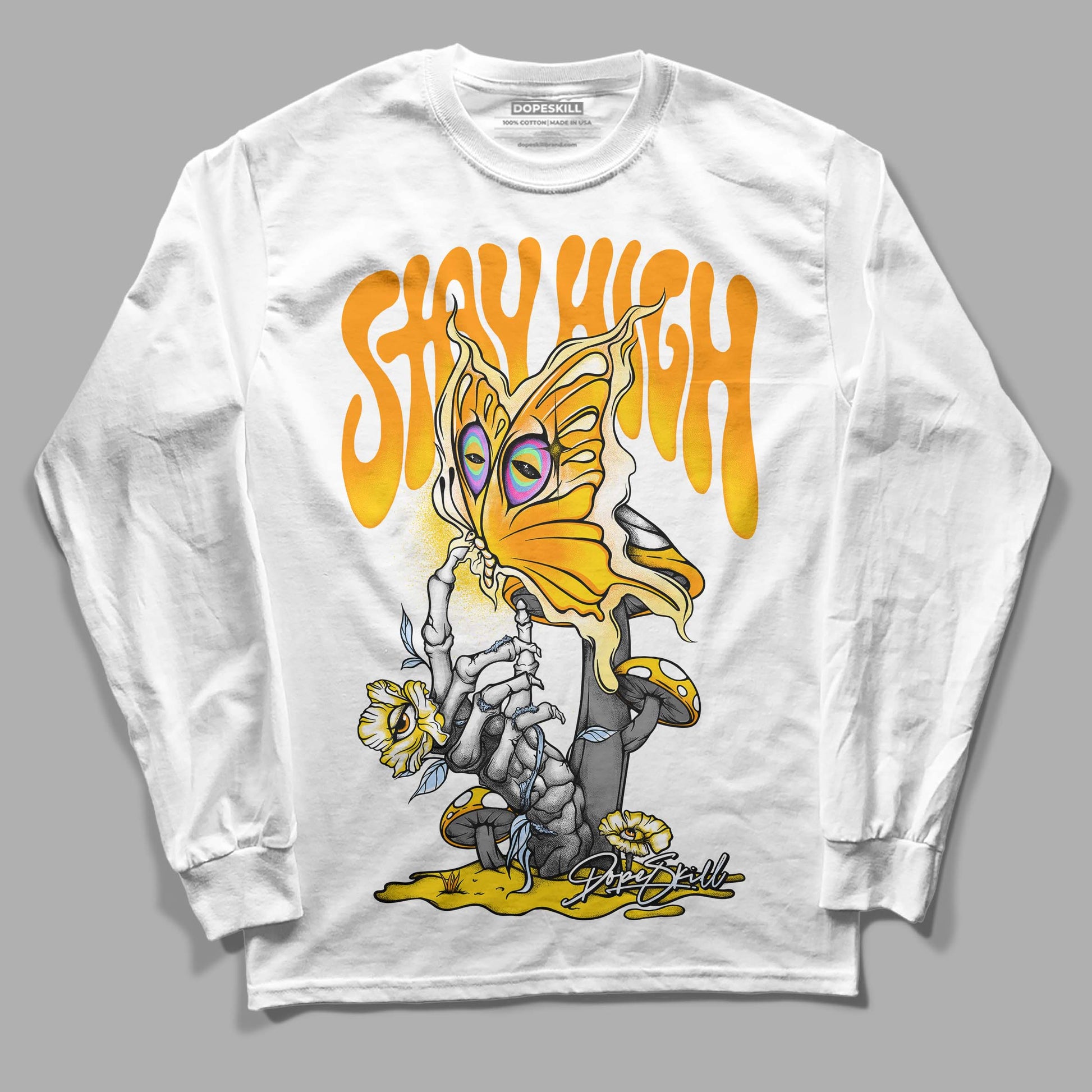 Jordan 6 “Yellow Ochre” DopeSkill Long Sleeve T-Shirt Stay High Graphic Streetwear - White