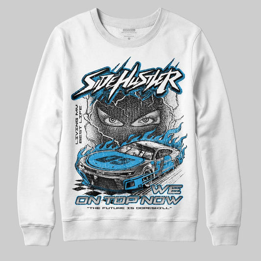 Jordan 4 Retro Military Blue DopeSkill Sweatshirt New Side Hustler Graphic Streetwear - White