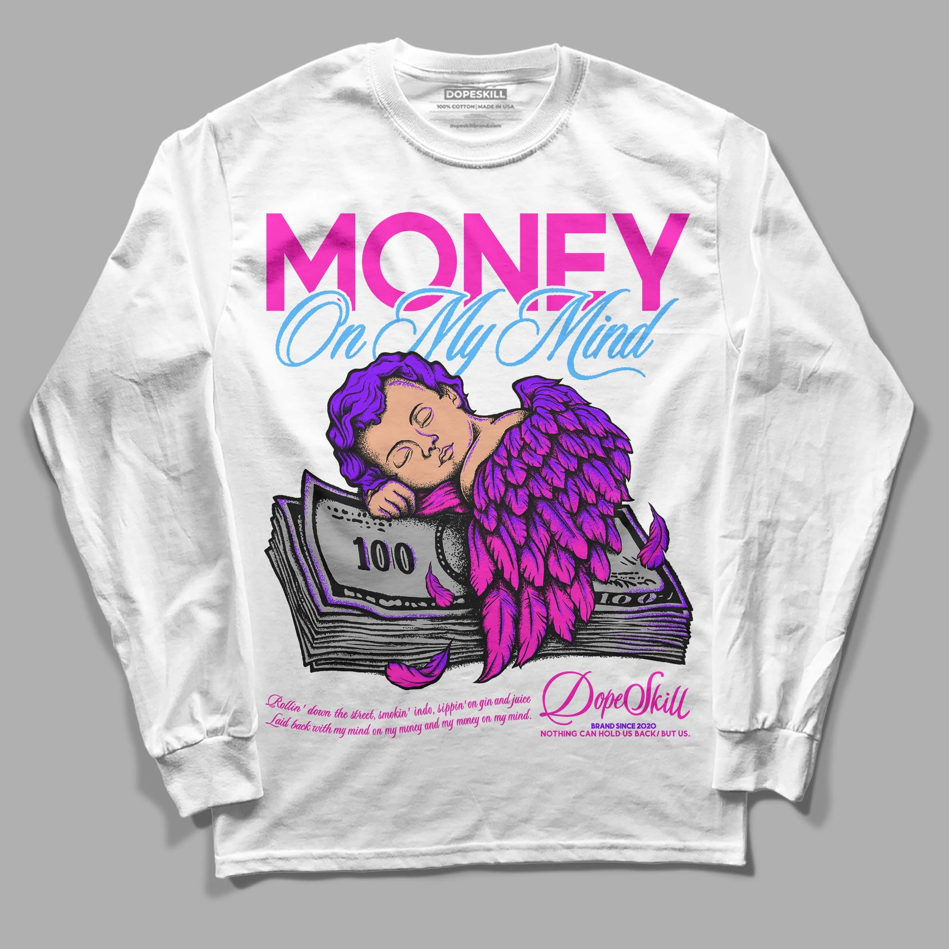 Dunk Low GS “Active Fuchsia” DopeSkill Long Sleeve T-Shirt MOMM Graphic Streetwear - White