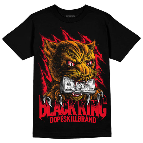 Jordan 4 Red Thunder DopeSkill T-Shirt Black King Graphic Streetwear - Black