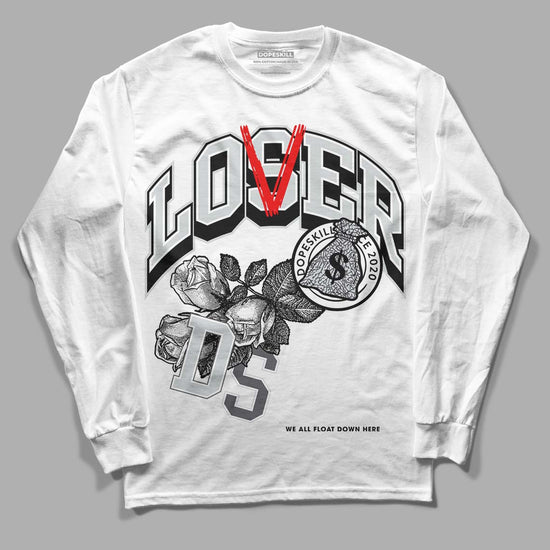 Jordan 1 Retro Low OG Black Cement DopeSkill Long Sleeve T-Shirt Loser Lover Graphic Streetwear - White