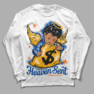 Dunk Blue Jay and University Gold DopeSkill Long Sleeve T-Shirt Heaven Sent Graphic Streetwear - White