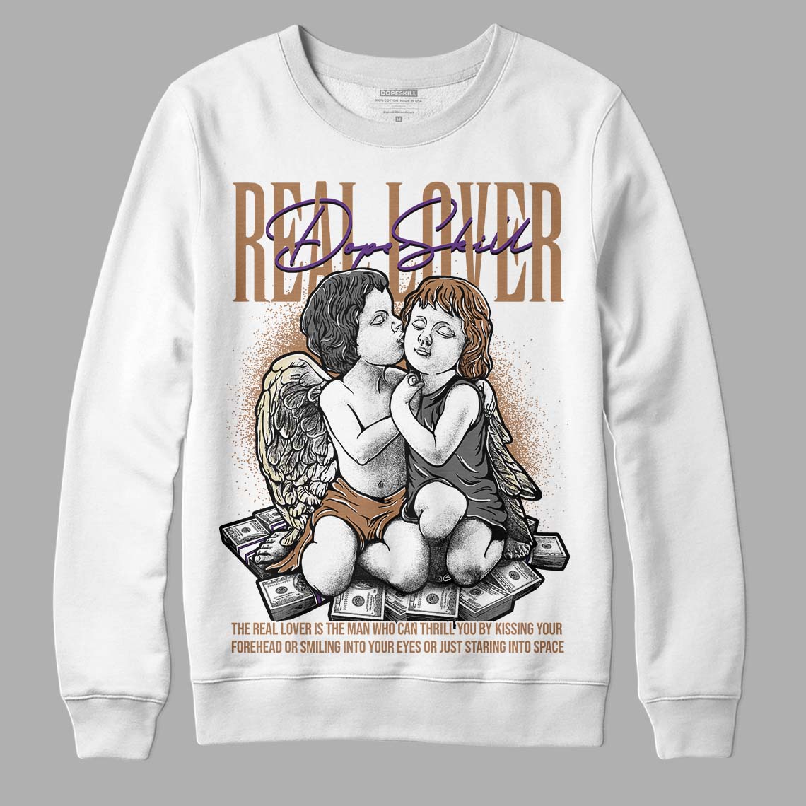 Jordan 6 WMNS Gore-Tex Brown Kelp DopeSkill Sweatshirt Real Lover Graphic Streetwear - WHite 