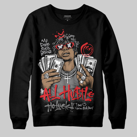 Grey Sneakers DopeSkill Sweatshirt All Hustle No Luck Graphic Streetwear - Black