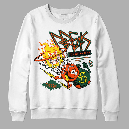 Dunk Low Team Dark Green Orange DopeSkill Sweatshirt Break Through Graphic Streetwear - White