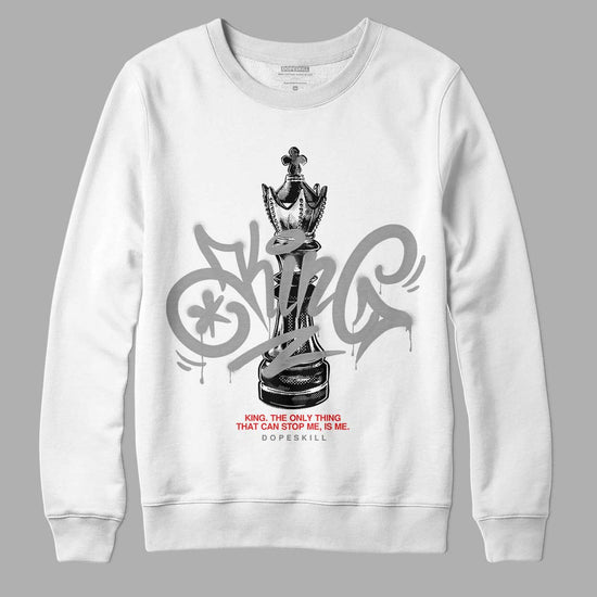 Grey Sneakers DopeSkill Sweatshirt King Chess Graphic Streetwear - White 