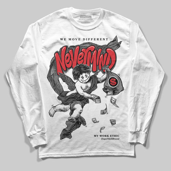 Jordan 10 Retro Shadow (2025) DopeSkill Long Sleeve T-Shirt Nevermind Graphic Streetwear - White