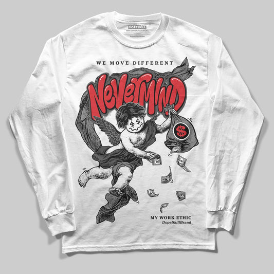 Jordan 10 Retro Shadow (2025) DopeSkill Long Sleeve T-Shirt Nevermind Graphic Streetwear - White