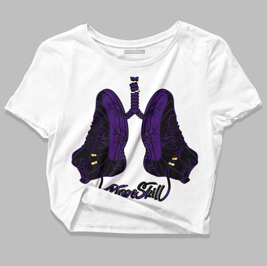 Jordan 12 "Field Purple" DopeSkill Women's Crop Top Breathe Graphic Streetwear - White