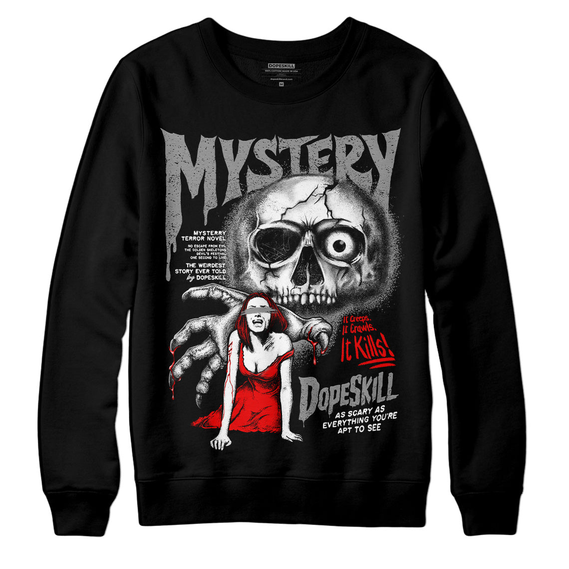 Black and White Sneakers DopeSkill Sweatshirt Mystery  Ghostly Grasp Graphic Streetwear - Black