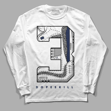 Jordan 3 "Midnight Navy" DopeSkill Long Sleeve T-Shirt No.3 Graphic Streetwear - White