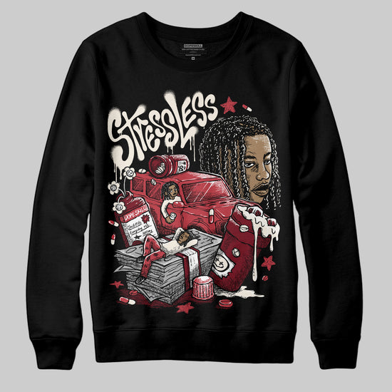 Jordan 4 “Sierra Red" DopeSkill Sweatshirt Stressless Graphic Streetwear - Black
