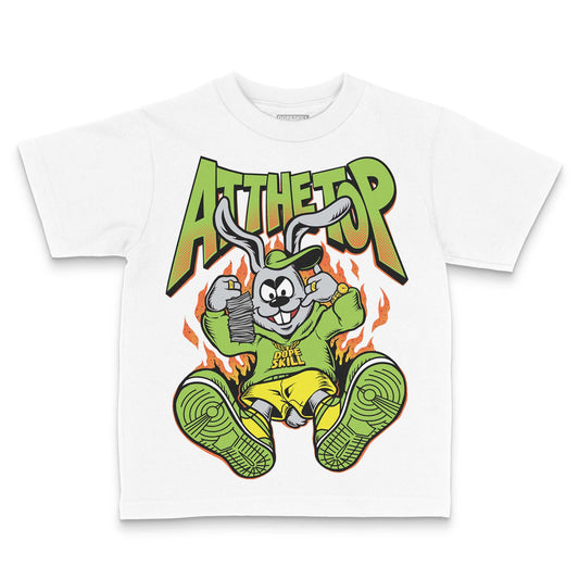 Neon Green Sneakers DopeSkill Toddler Kids T-shirt At The Top Graphic Streetwear - White 