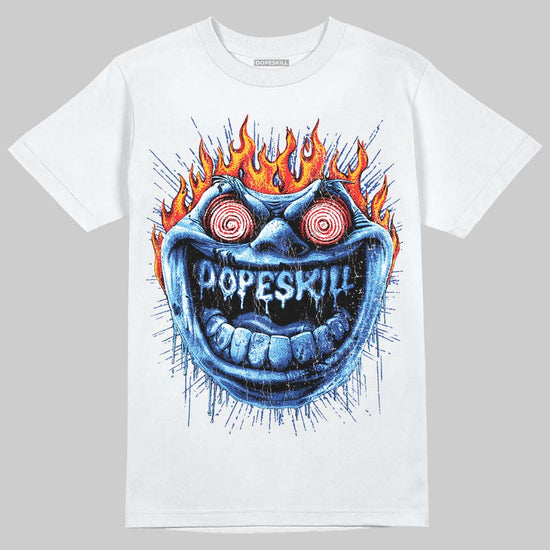 Royal Blue Sneakers DopeSkill T-Shirt Hellfire Graphic Streetwear - White