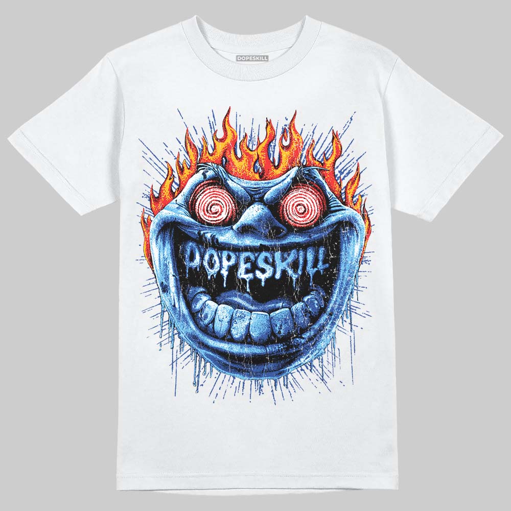 Royal Blue Sneakers DopeSkill T-Shirt Hellfire Graphic Streetwear - White