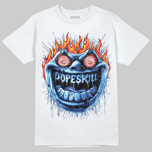 Royal Blue Sneakers DopeSkill T-Shirt Hellfire Graphic Streetwear - White