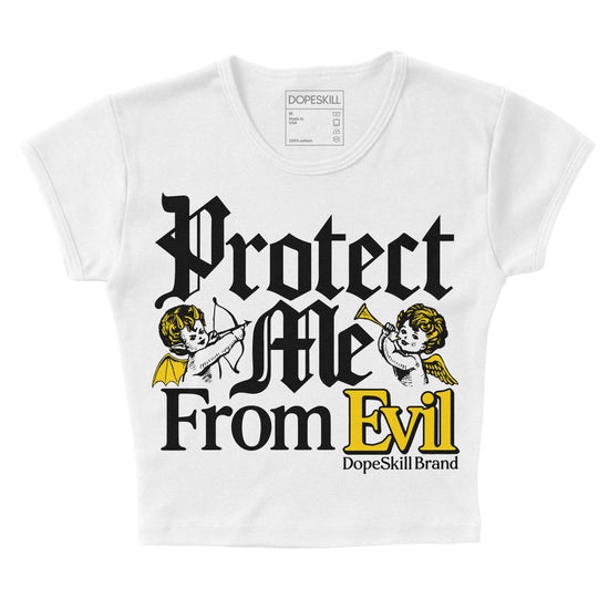 Jordan 6 “Yellow Ochre” DopeSkill Women's Crop Top Protect Me From Evil Graphic Streetwear - White 